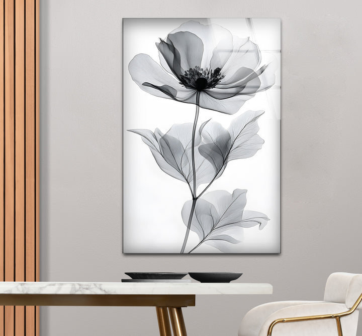 Artistic black and white abstract art portraying a flower with expressive watercolor strokes and shading
