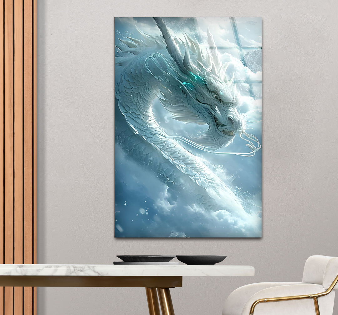 White Dragon: A mystical dragon in the sky, creating a calm and serene atmosphere in any room.
