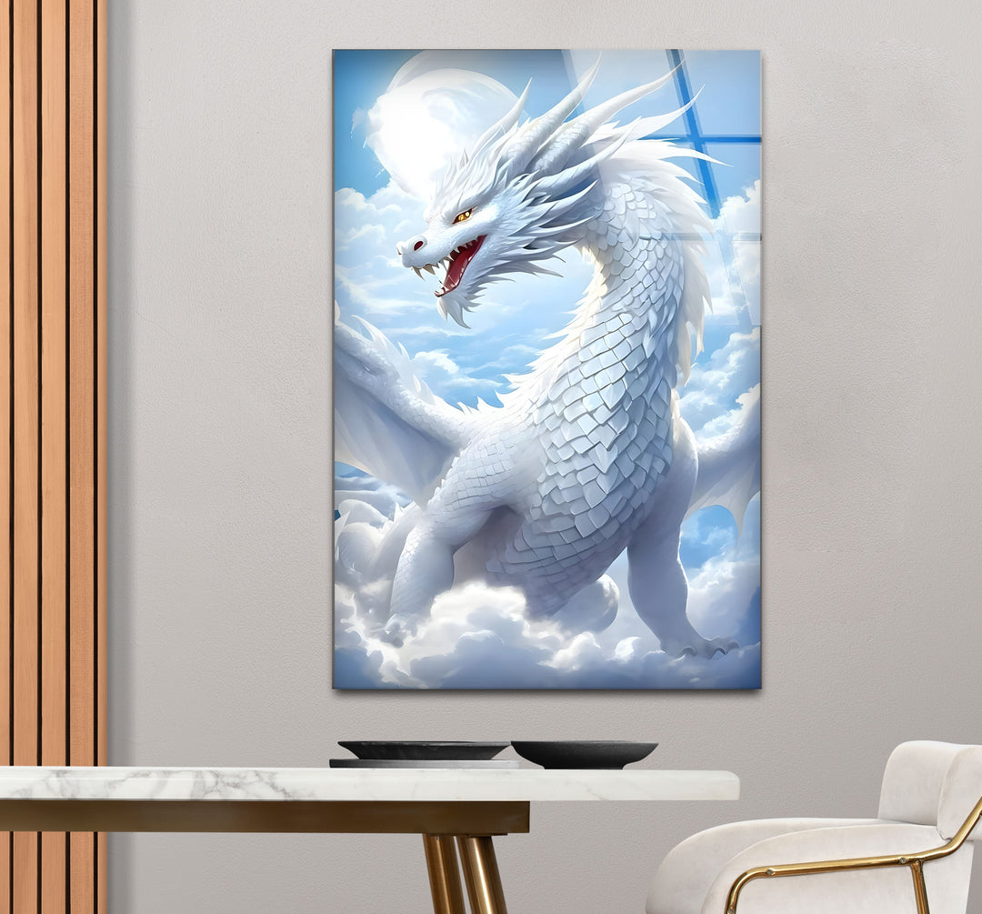 White Dragon: A beautiful dragon in flight, perfect for fantasy lovers.
