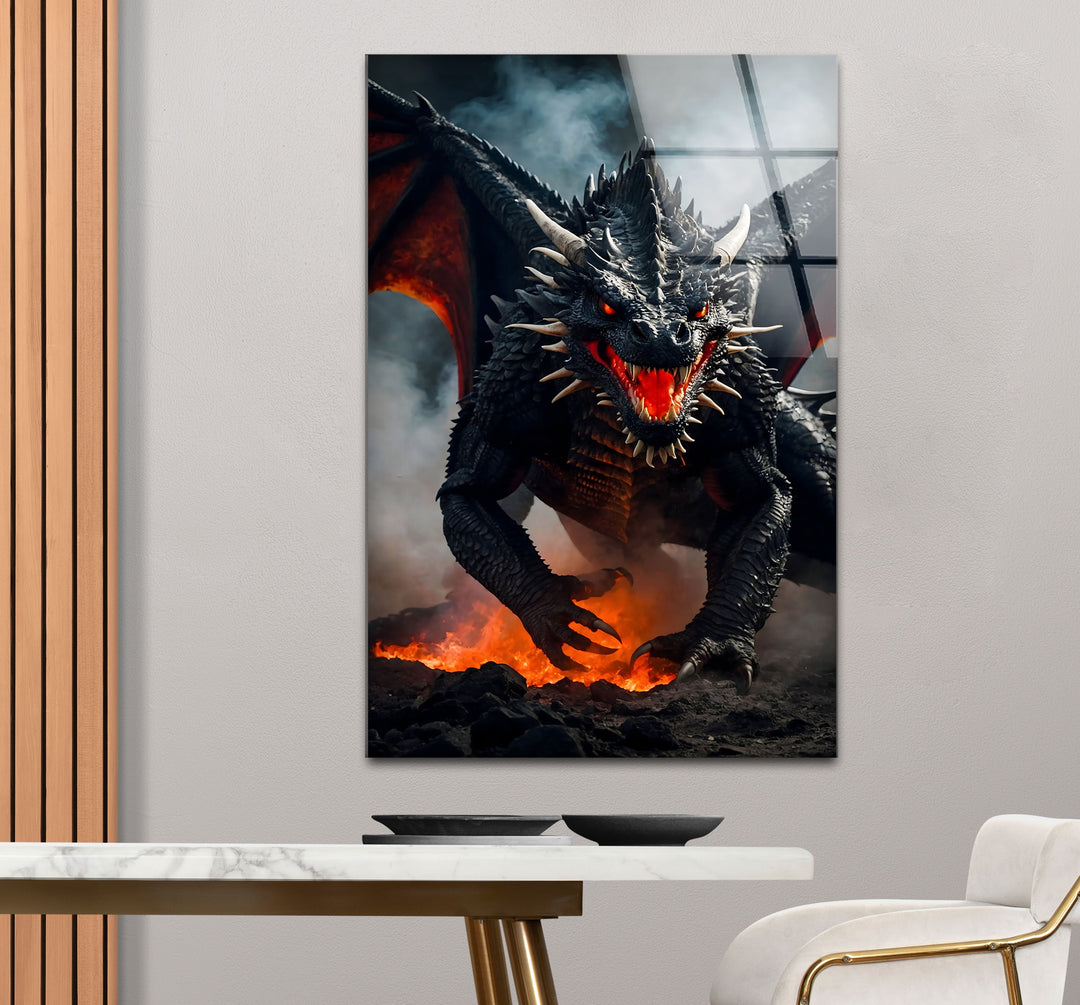 Majestic Dragon: A striking dragon emerging from the flames, bringing a fierce energy to your home.
