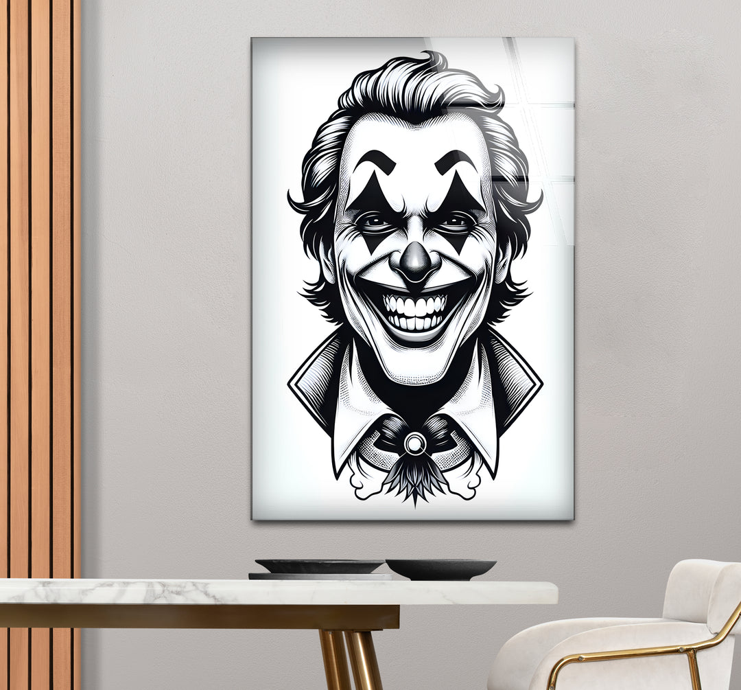 Artistic black and white abstract art portraying the Joker with creative textures and dramatic contrasts.