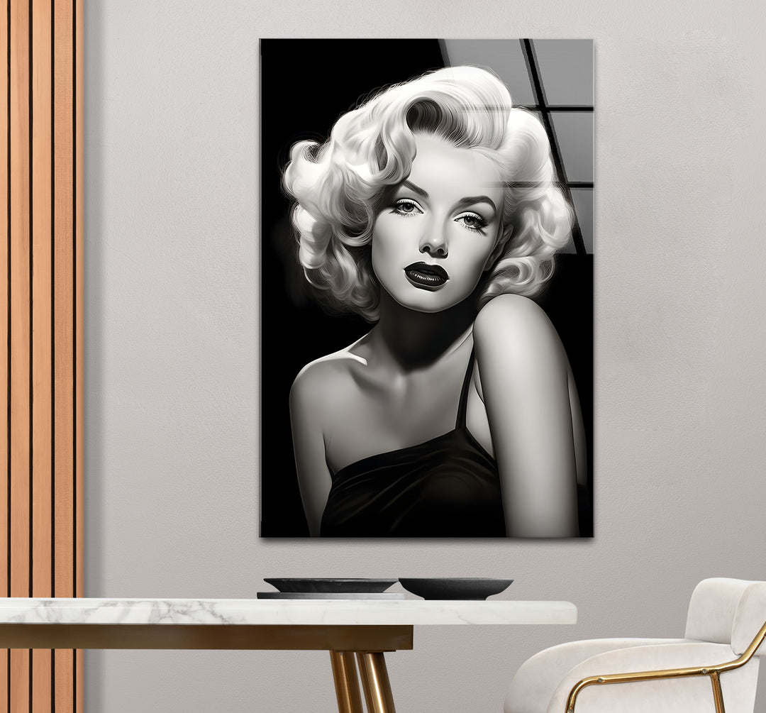 Refined black and white framed art of Marilyn Monroe, designed for fans of classic Hollywood.