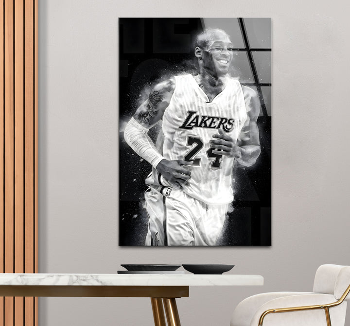 Timeless black and white paintings of Kobe Bryant, perfect for fans of basketball and iconic figures.