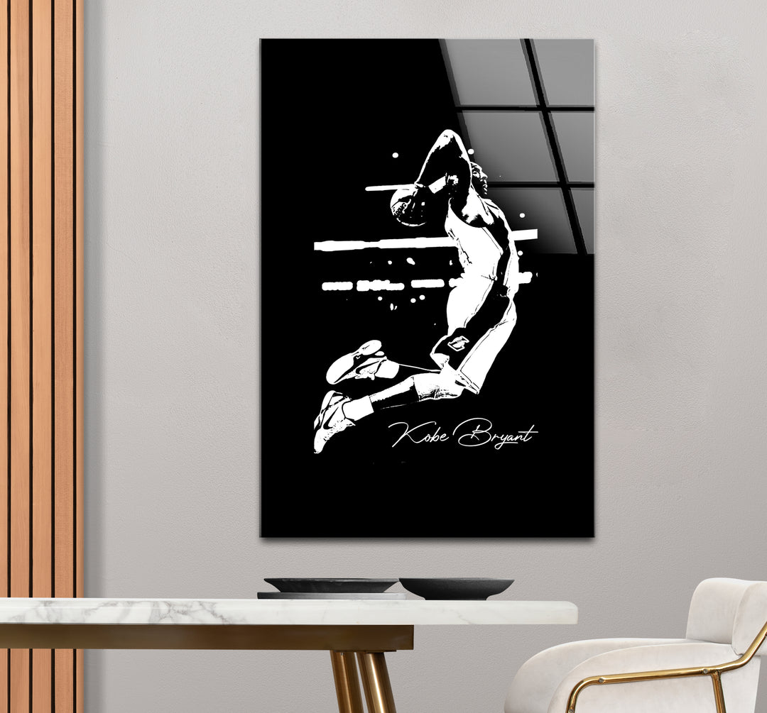 Modern black and white wall decor highlighting Kobe Bryant’s legacy with an elegant silhouette design.