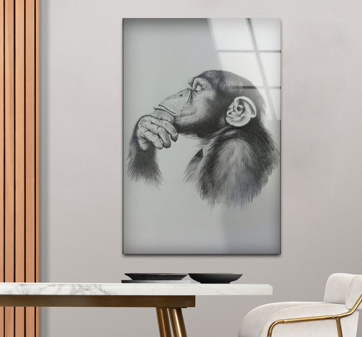 Modern black and white framed art of a monkey, blending humor and abstract artistry.