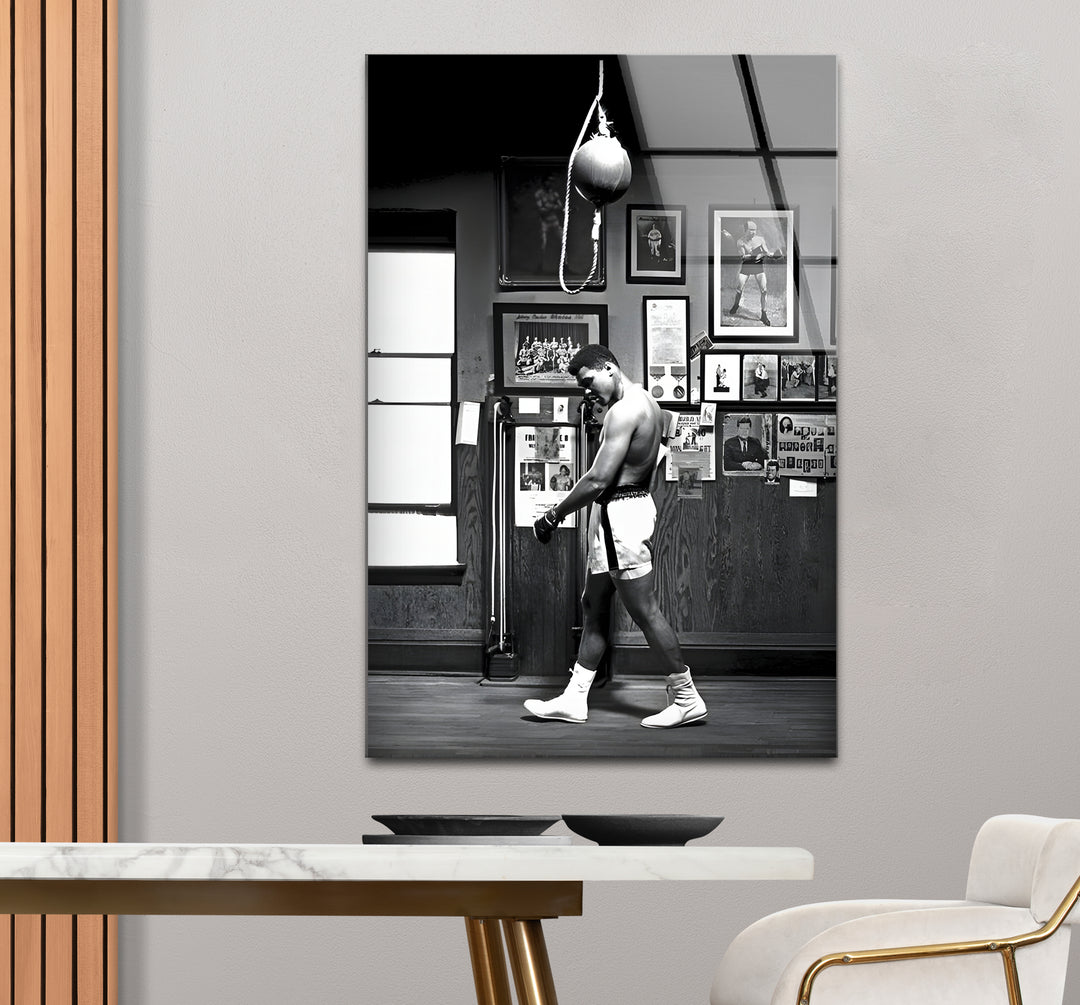 Inspirational black and white artwork of Muhammad Ali for modern interiors.
