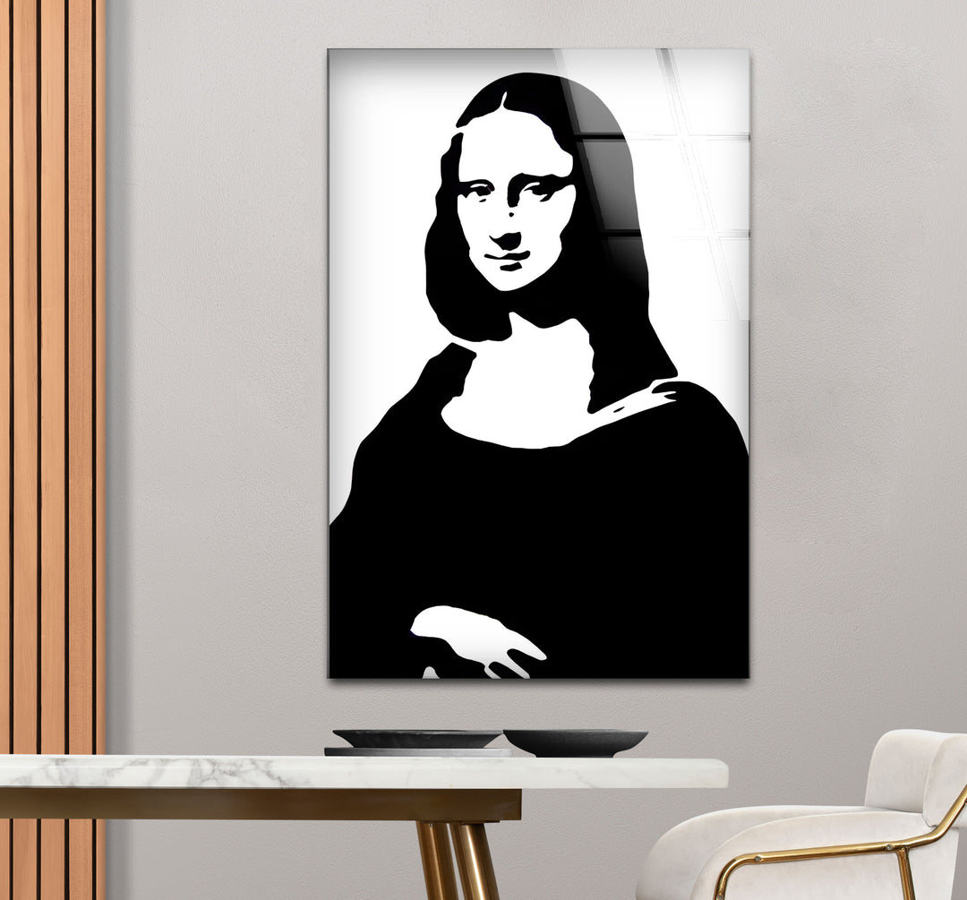 Bold black and white framed art of the Mona Lisa, combining classic artistry with modern aesthetics.