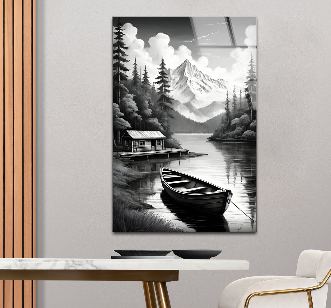 Sophisticated black and white framed art capturing the elegance of a nature-inspired view
