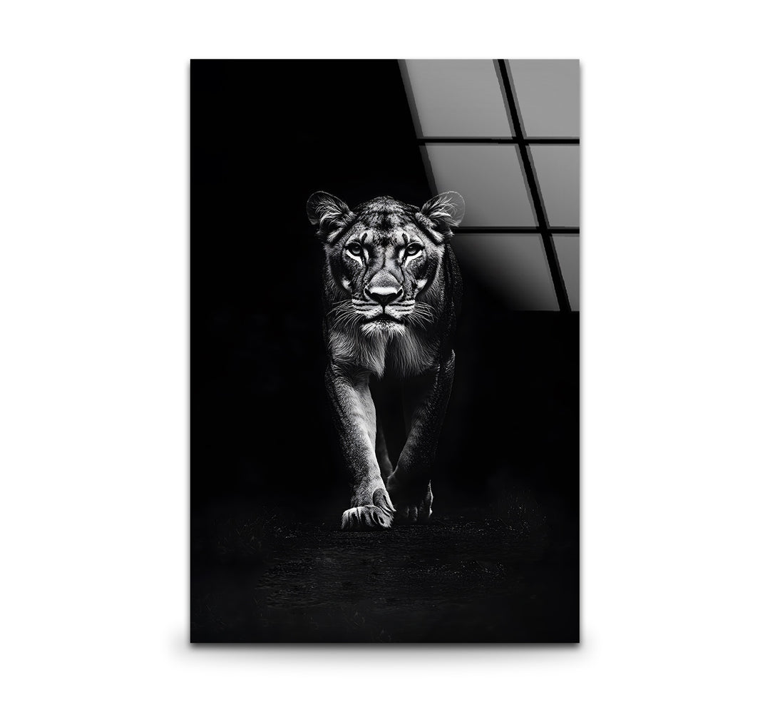 Black and white art featuring a stunning photo of a lioness with intricate details
