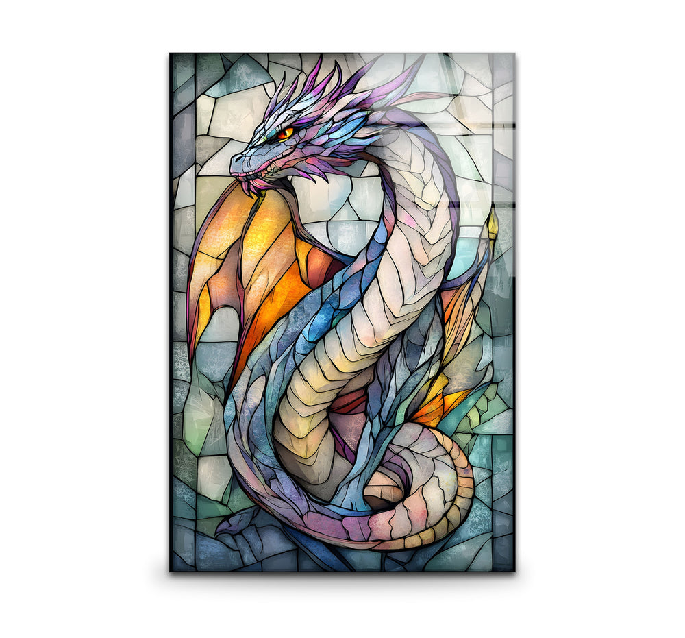 Majestic Dragon Artwork on Glass – A Unique Stained Glass-Inspired Design
