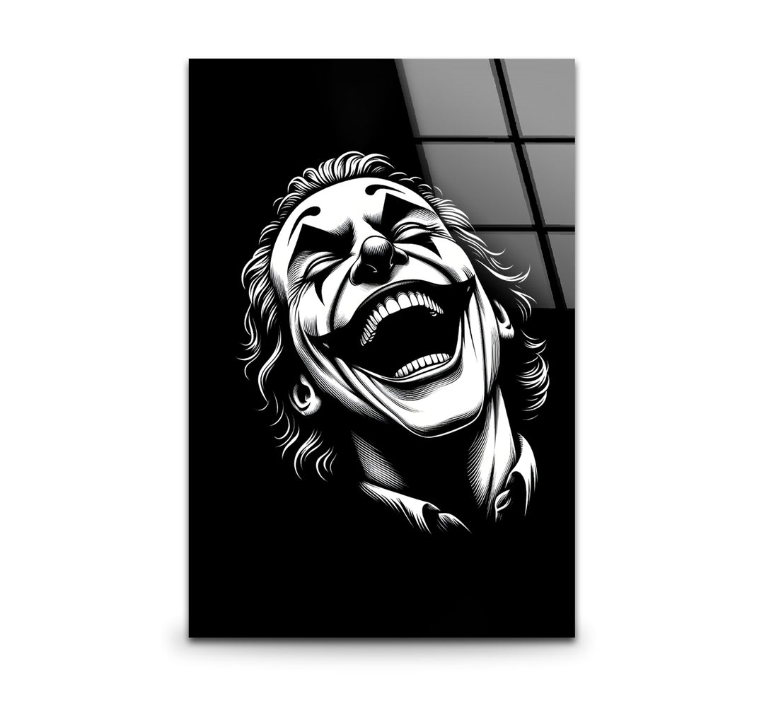 Laughing Joker in bold black and white art perfect for modern interiors
