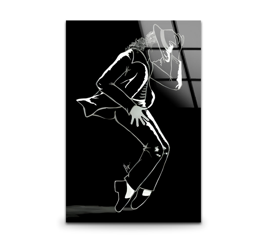 Elegant black and white wall art featuring a silhouette of Michael Jackson in an iconic pose.