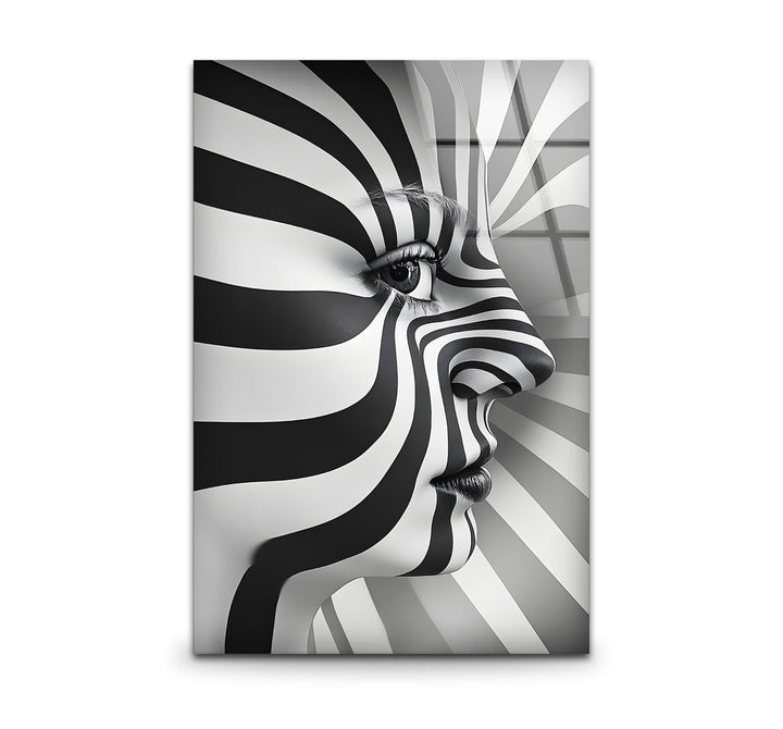 Elegant black and white wall art featuring a woman with striking monochrome contrasts.