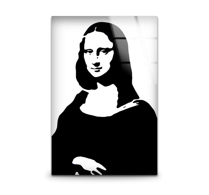 Elegant black and white wall art featuring a modern rendition of the iconic Mona Lisa.