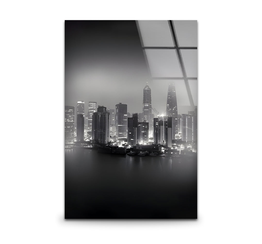 Elegant black and white wall art featuring a stunning photograph of Shanghai, China.