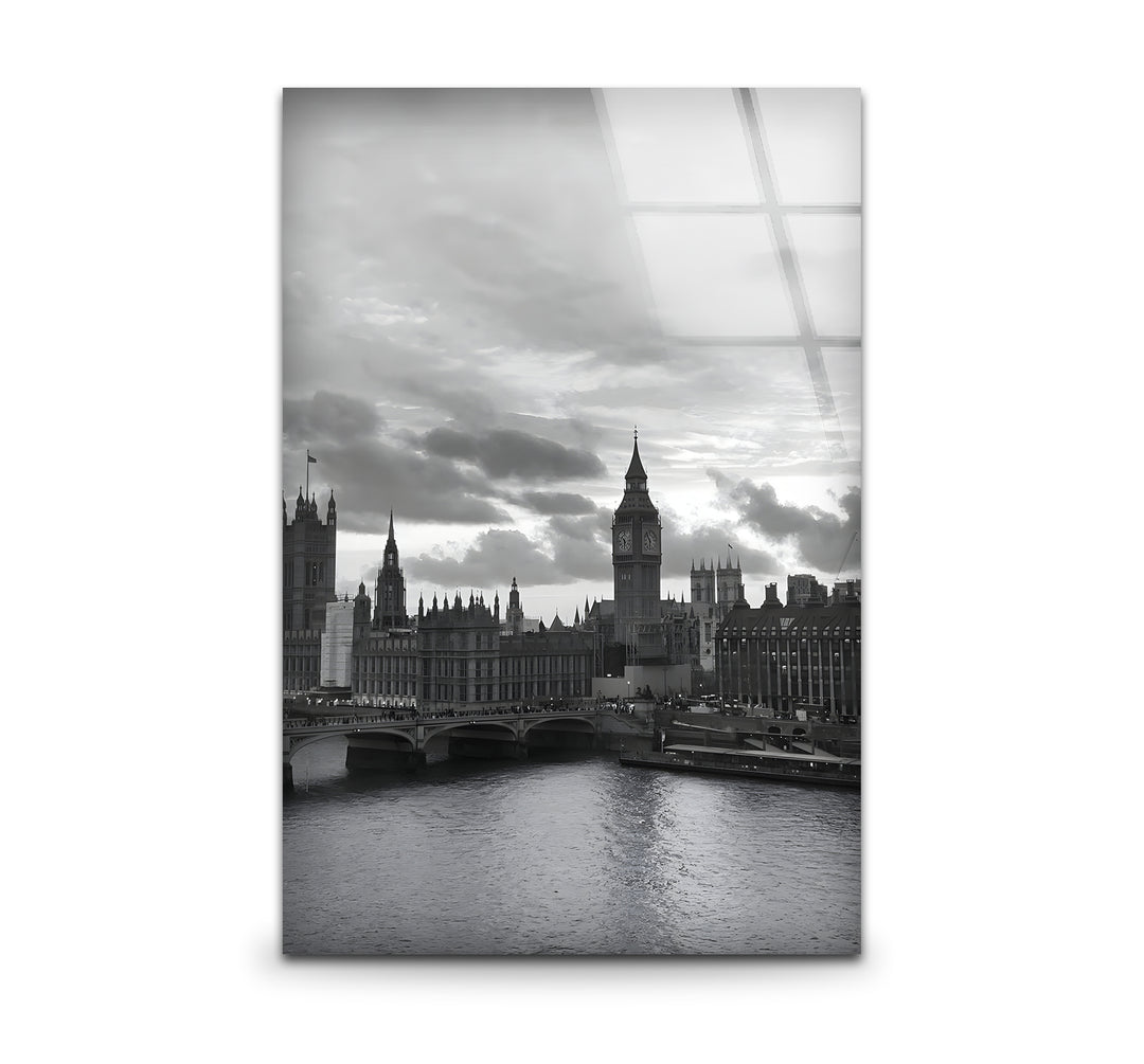 Elegant black and white wall art featuring a stunning London cityscape with iconic landmarks.