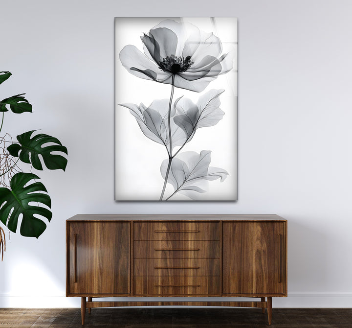 Refined black and white abstract drawings featuring a creative watercolor interpretation of a flower
