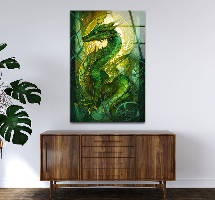 Green Dragon: A mystical dragon amidst lush greenery, bringing a magical touch to your room.
