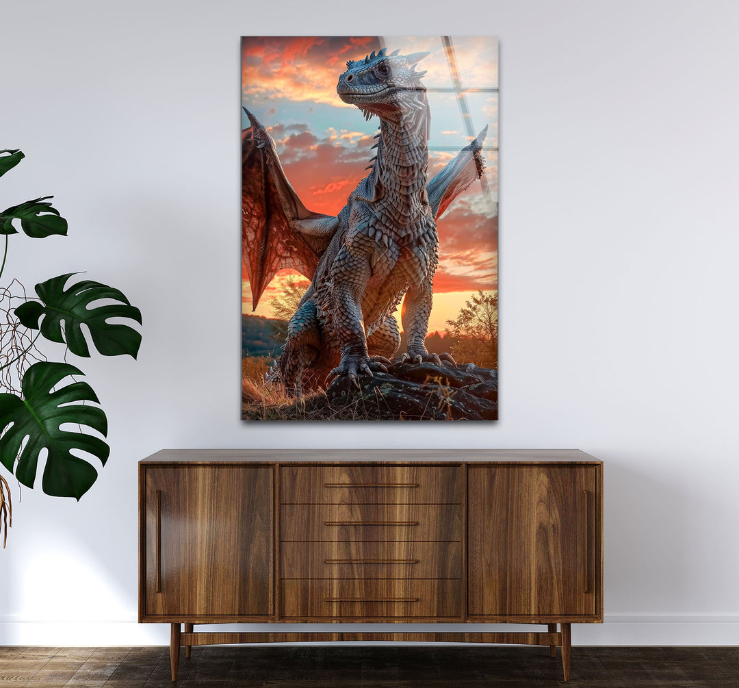 Fierce Dragon: Epic Fantasy Glass Wall Art
