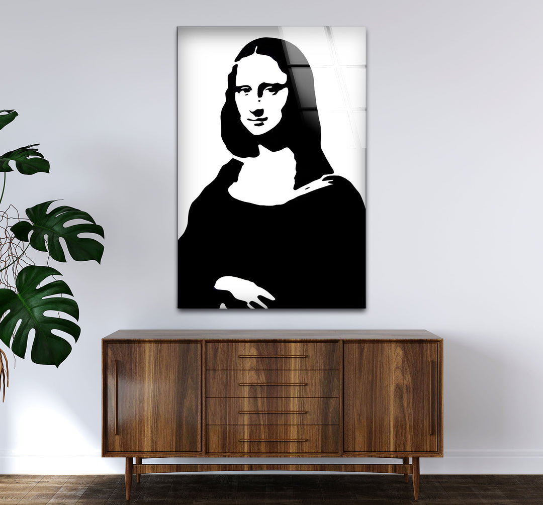 Unique black and white wall decor featuring the Mona Lisa in a creative and dramatic monochrome composition.