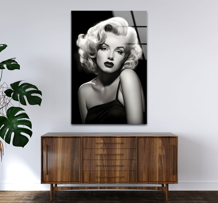 Timeless black and white wall decor featuring Marilyn Monroe in a sophisticated composition.