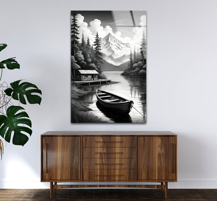 Captivating black and white wall decor featuring a scenic landscape with soft contrasts
