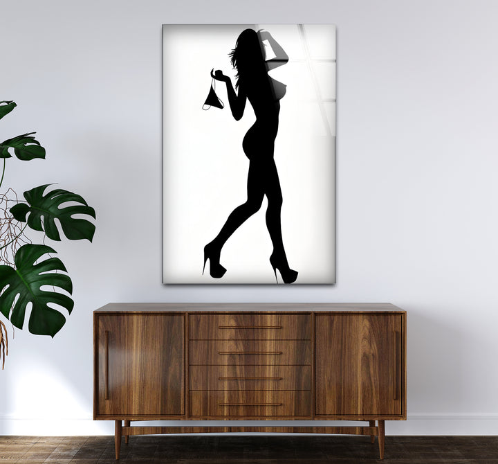 Sensual sexy artwork combining erotic nude art and glass wall art
