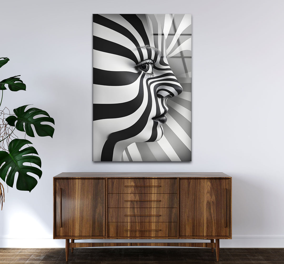 Stylish black and white abstract art portraying the grace and elegance of a woman.