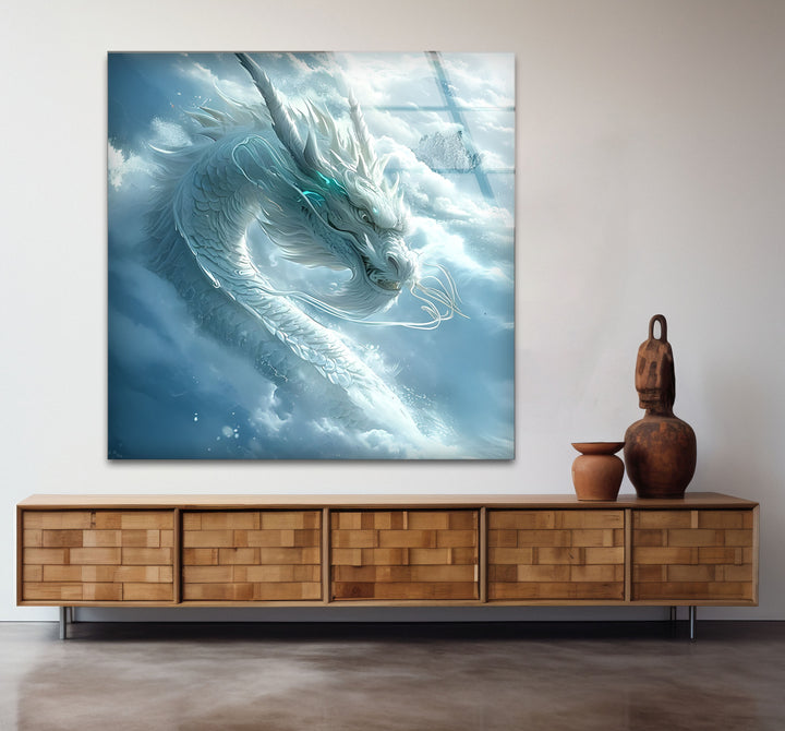 White Dragon: A graceful dragon in the clouds, adding peace and fantasy to your room.
