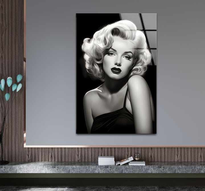 Striking black and white artwork capturing Marilyn Monroe in timeless style.