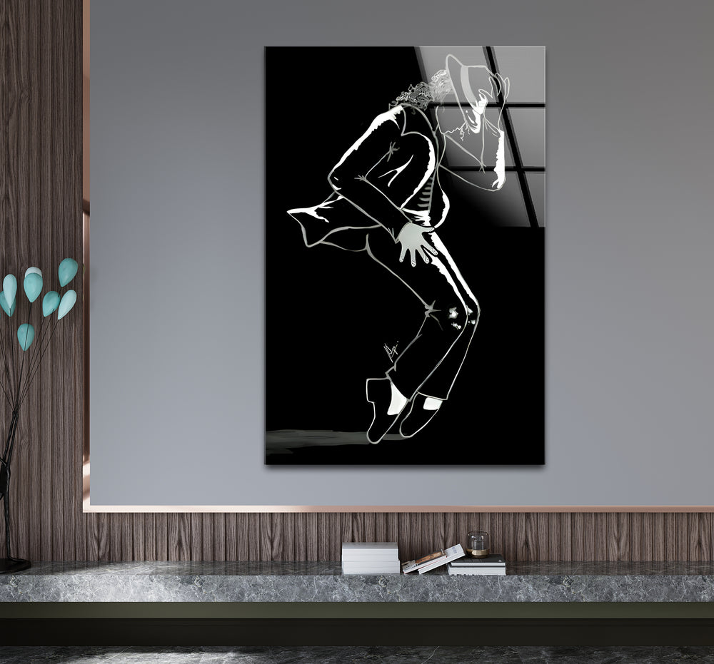 Stylish black and white artwork showcasing Michael Jackson’s timeless dance moves in silhouette form.