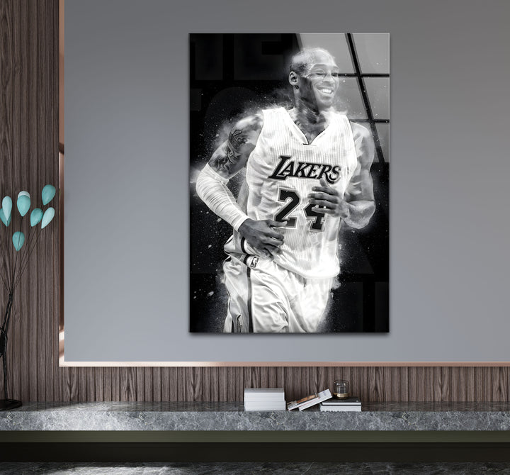 Elegant black and white artwork capturing the legacy of Kobe Bryant with intricate shading.