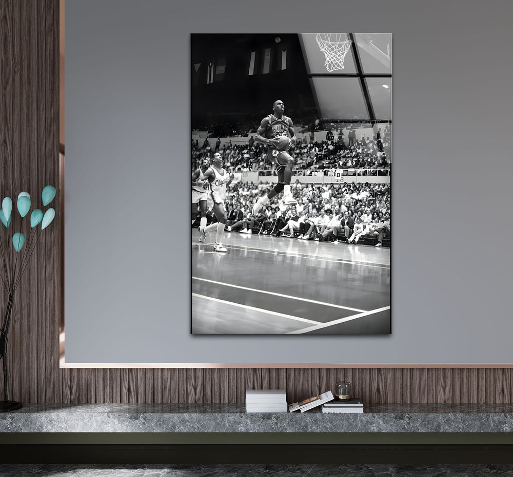 Elegant black and white artwork capturing the legendary Michael Jordan in a timeless design.