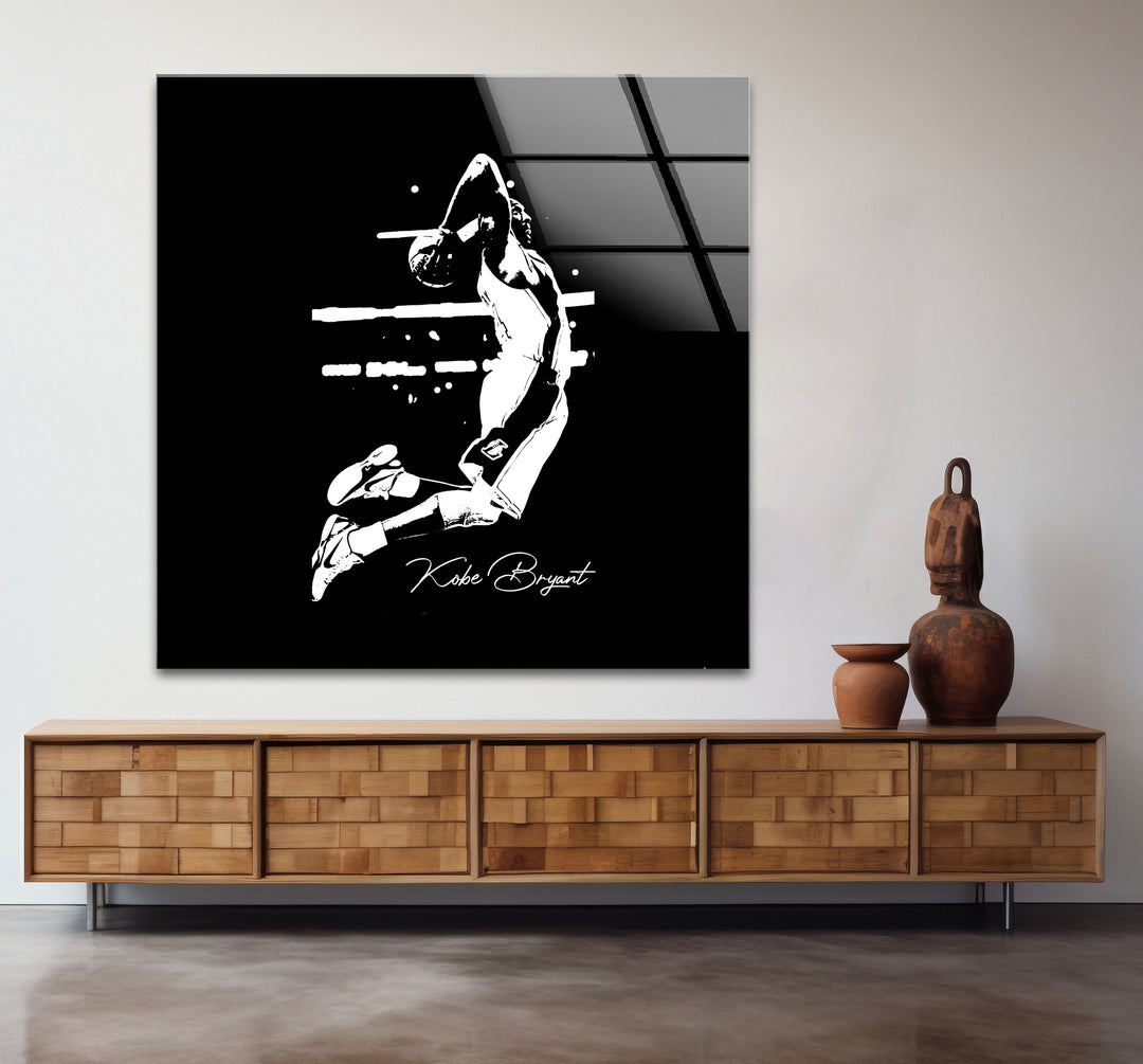 Modern black and white paintings of Kobe Bryant, combining simplicity with dynamic energy.