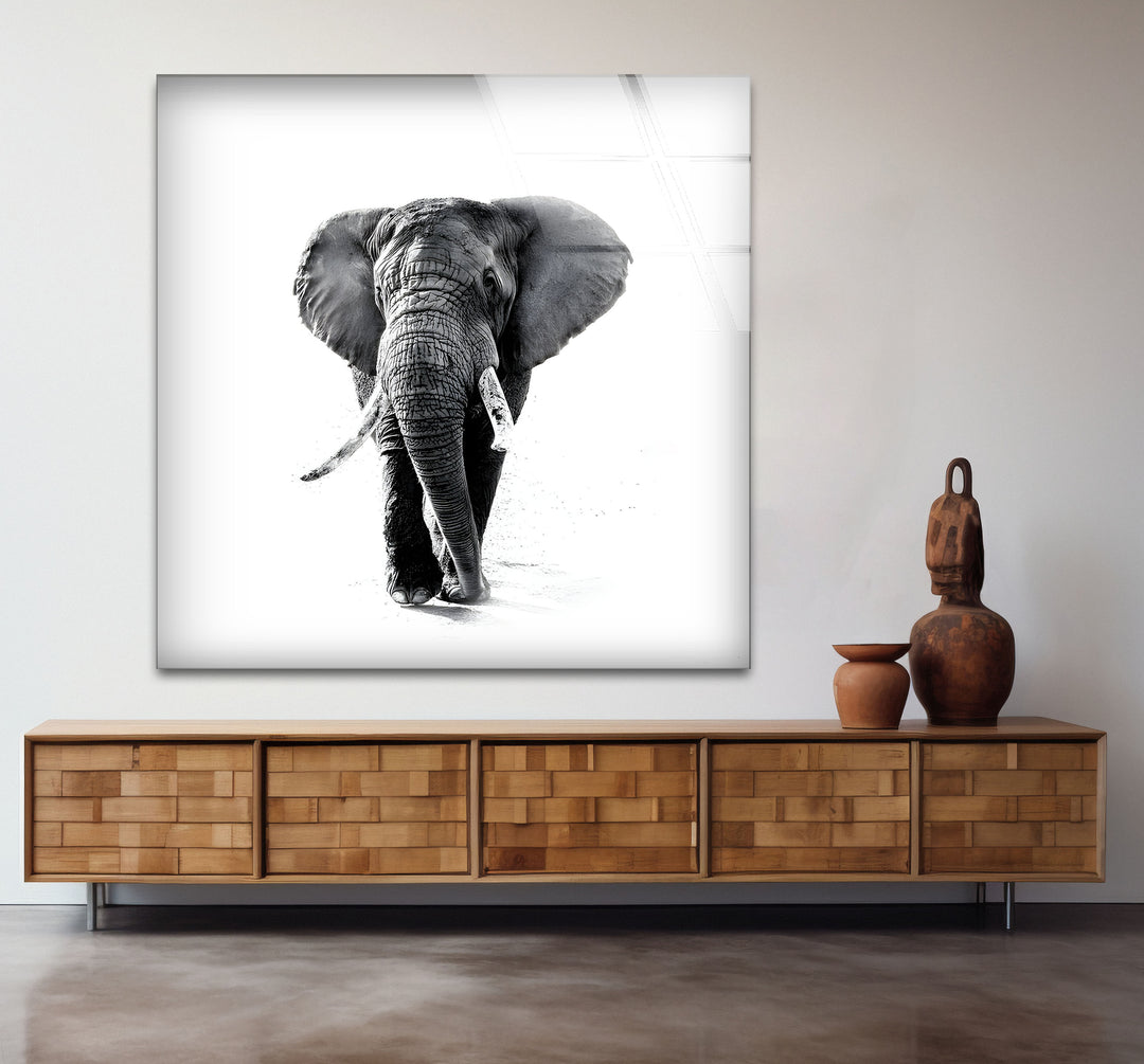 Modern black and white paintings of a majestic elephant, combining artistic flair with timeless appeal.