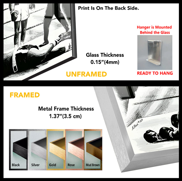 The Greatest Muhammed Ali Black & White Glass Wall Art