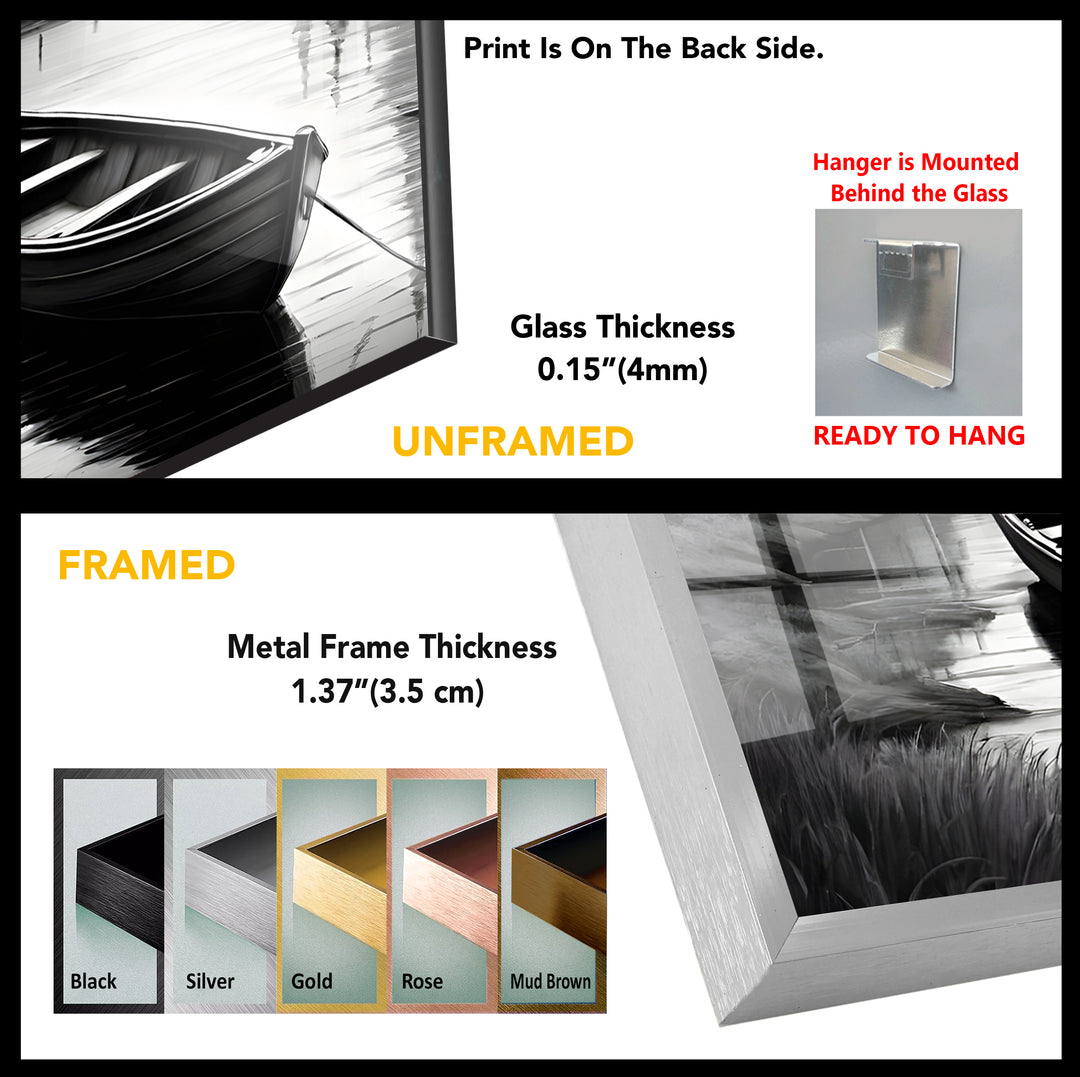 Black & White Nature Landscape Glass Wall Art