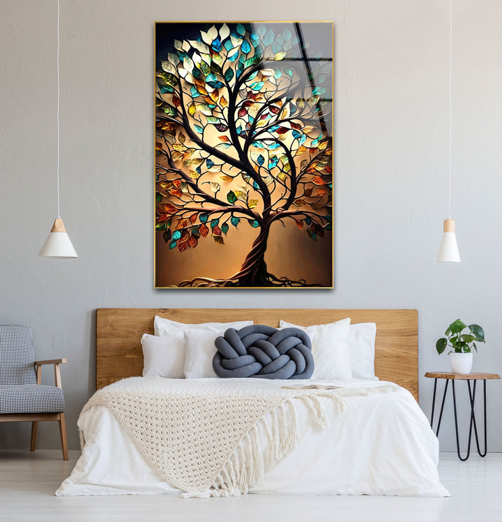 Life of Tree Brown Glass Wall Art Glass Printing Wall Art, Print photos on glass