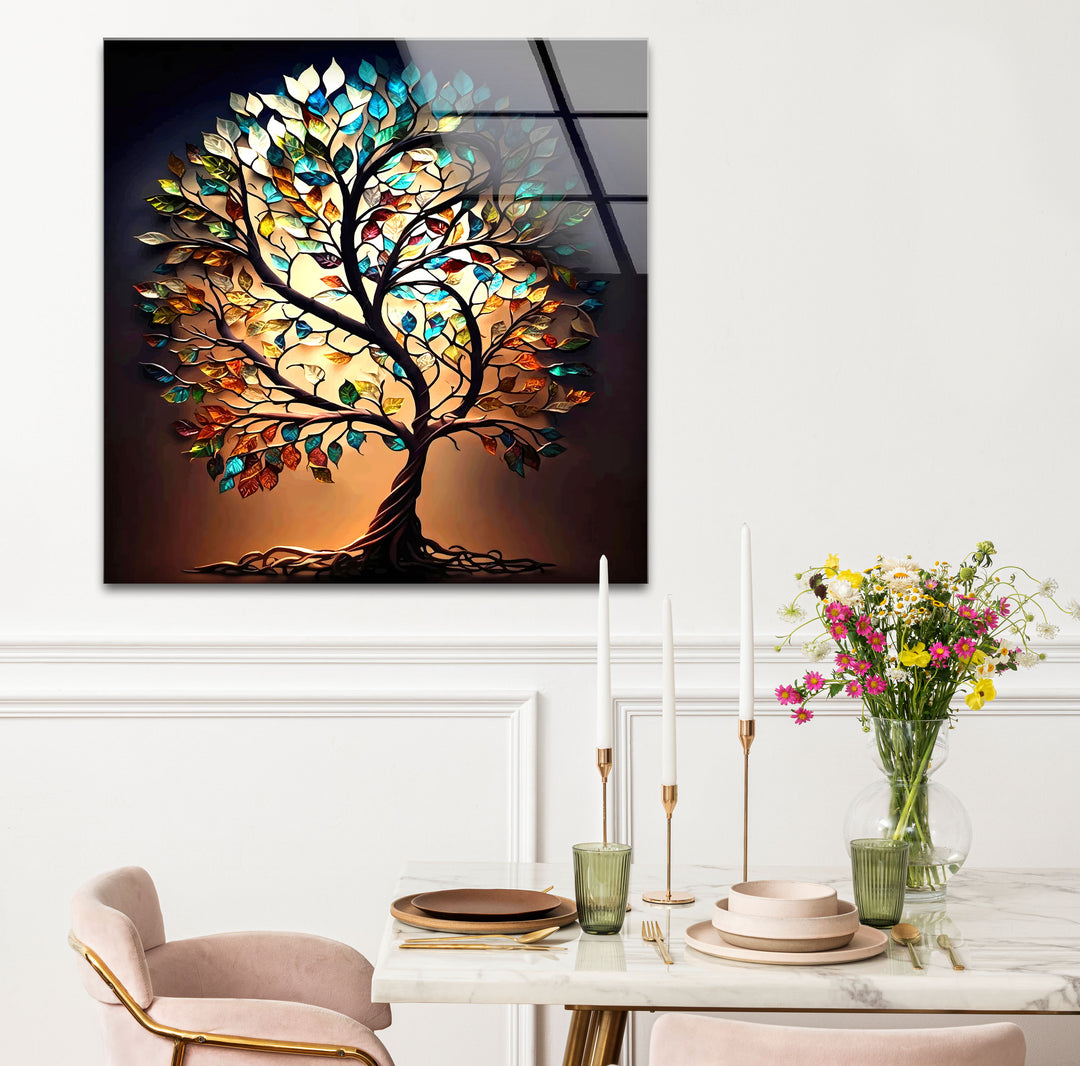 Life of Tree Brown Glass Wall Art art glass wall art, glass wall art pictures