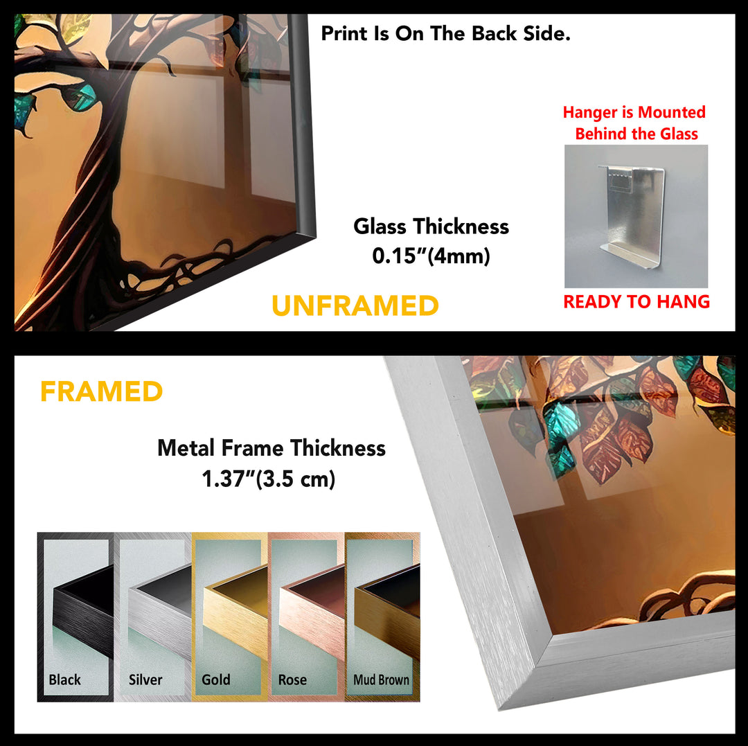 Life of Tree Brown Glass Wall Art