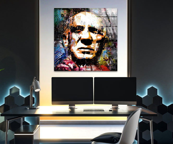 Fece of Pablo Picasso Glass Wall Art