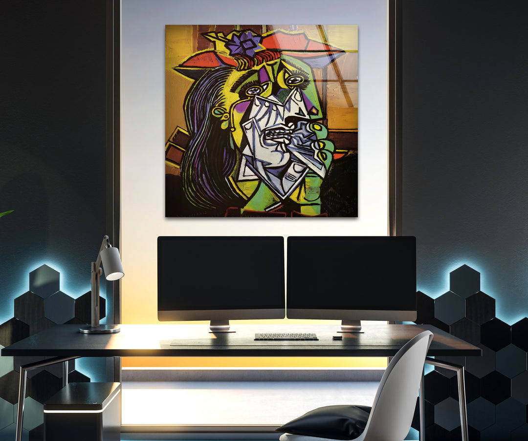 The Weeping Woman by Pablo Picasso Glass Wall Art