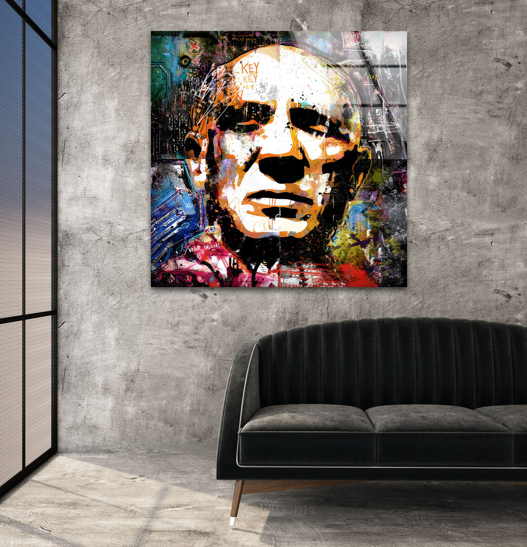 Fece of Pablo Picasso Glass Wall Art