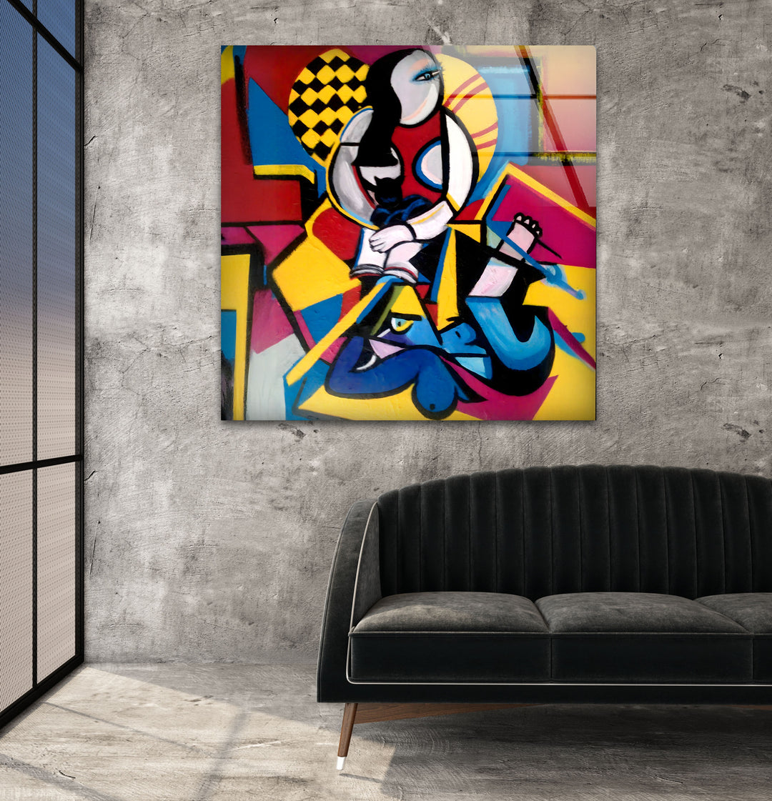 Abstract Painting by Pablo Picasso Glass Wall Art