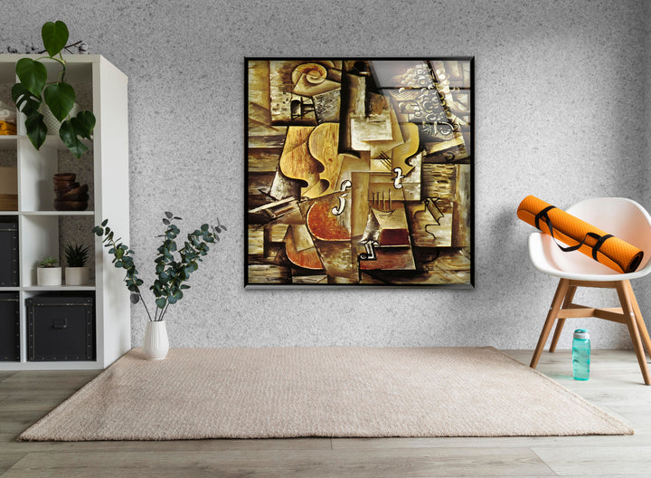 Violin and Grapes by Pablo Picasso Glass Wall Art