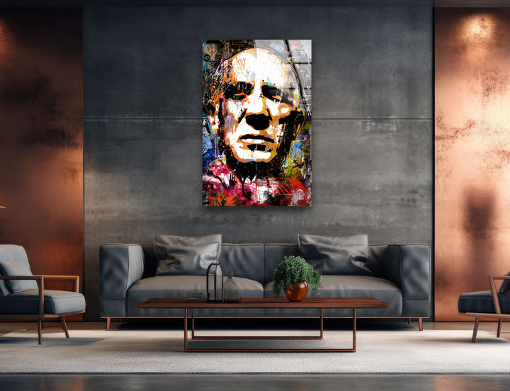 Fece of Pablo Picasso Glass Wall Art