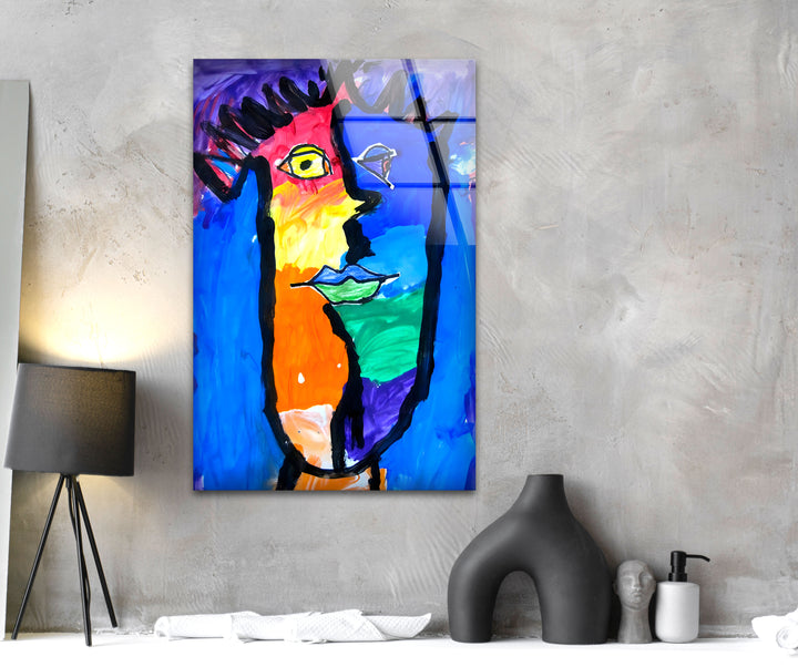 Pablo Picasso Colored Face Glass Wall Art