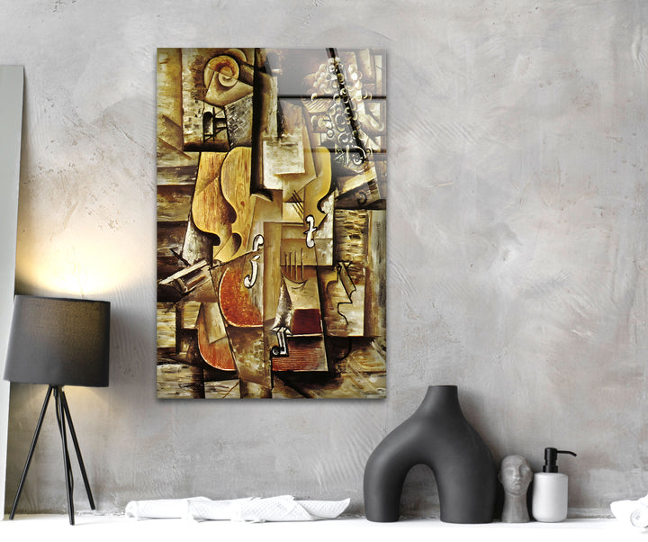 Violin and Grapes by Pablo Picasso Glass Wall Art