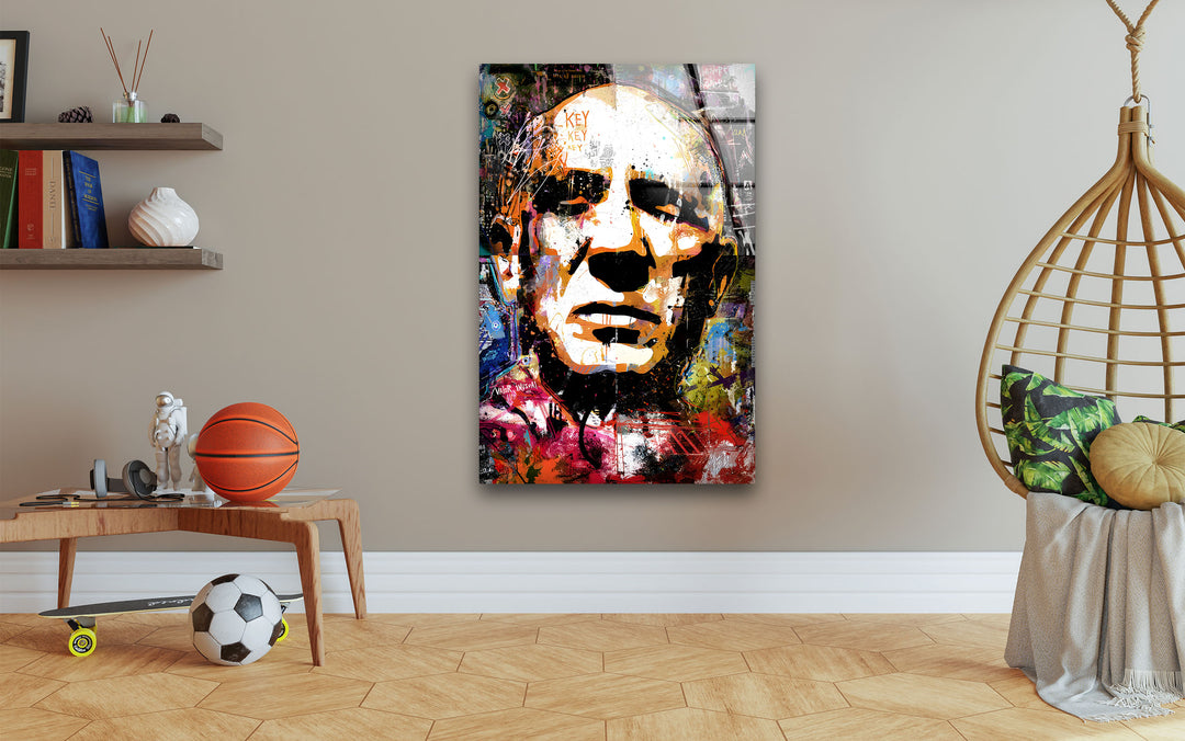 Fece of Pablo Picasso Glass Wall Art