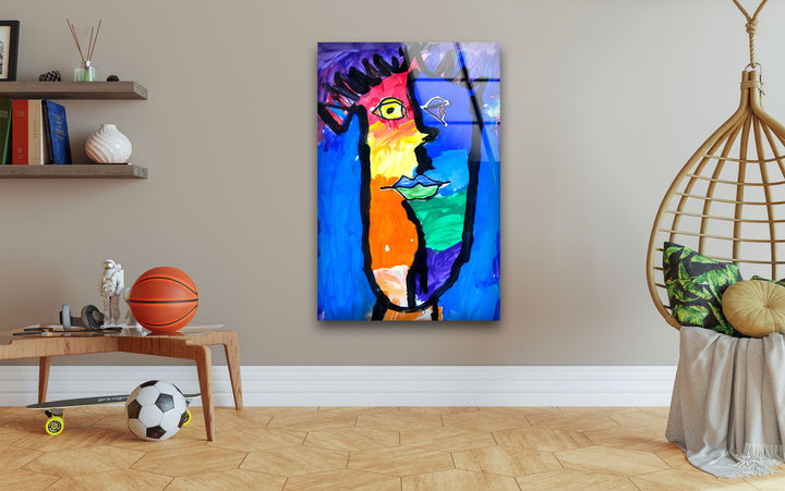 Pablo Picasso Colored Face Glass Wall Art